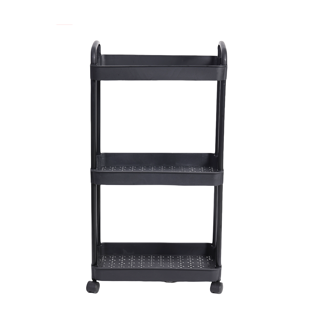 Plastic Rolling Utility Cart with Handle Storage Trolley for Office, Living Room, Kitchen, Movable Storage Organizer with Wheel: black