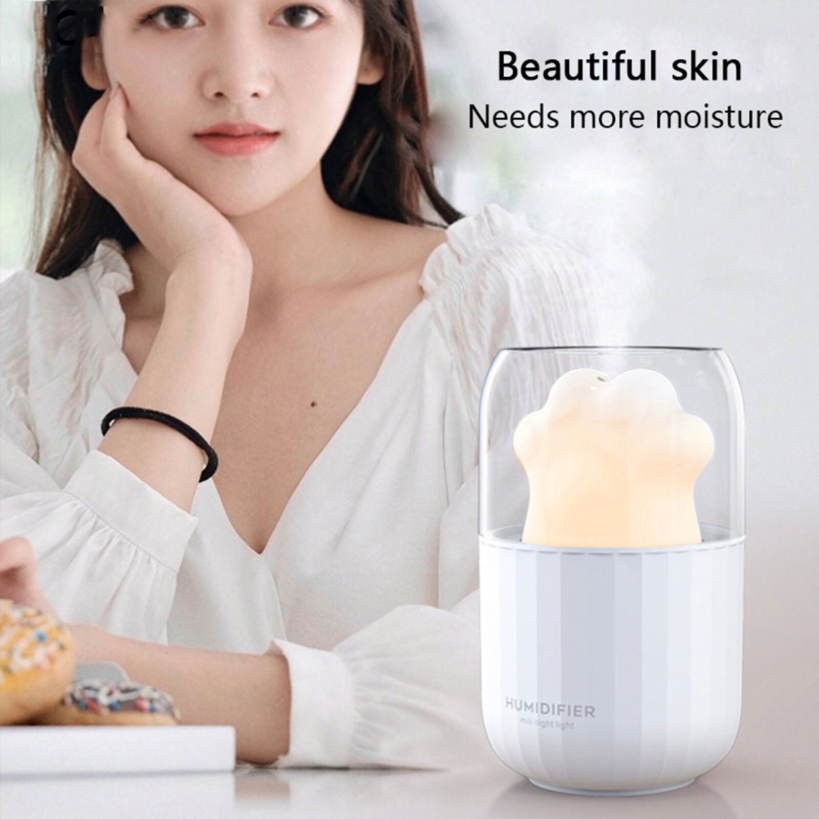 300ml Cat Claw Humidifier Color Gradient LED Night Light 2 Modes USB Charging Health Care Electronic Tool