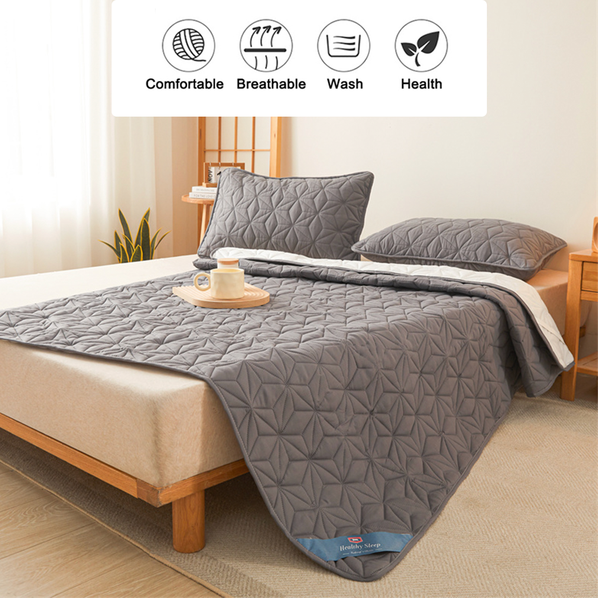 Waterdichte Matras Topper met Elastische Band Gewatteerde Protector Pad Sprei Winter Matrashoes voor Eenpersoons-/Dubbelbed 140/160