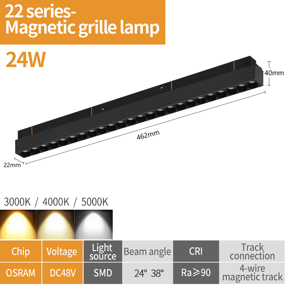 Iluminação de pista magnética led 12w 18 24 36 sem design de luz principal sala de estar quarto lâmpada magnética linear 48v regulável zigbee dali: Verde claro / YELLOW