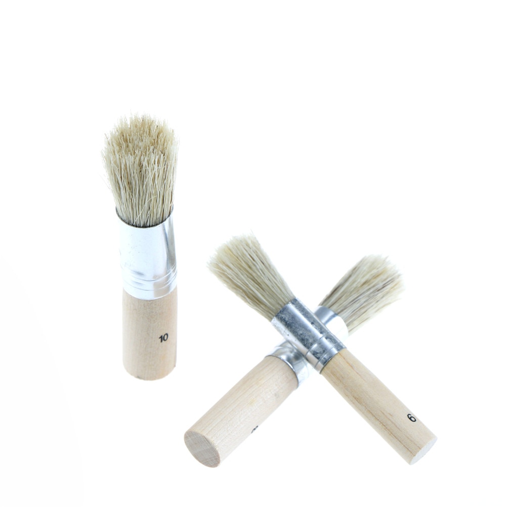 3 Teile/satz Holz Schablone Pinsel Schwein Borsten Pinsel Acryl Aquarell Öl Malerei