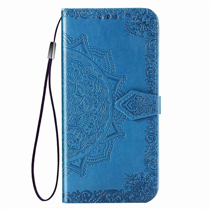 Funda con tapa para Motorola E6S , Funda de cuero 3D con cartera de Mandala para Motorola Moto E6S, carcasa para Moto E6S E6 S E 6 S: For 002CYTANH / Blue