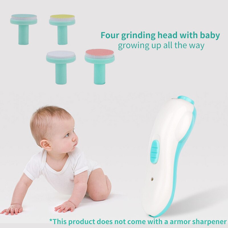 4 pçs elétrica bebê aparador de unhas cabeça substituição crianças infantil seguro unha manicure polimento unhas do bebê leve