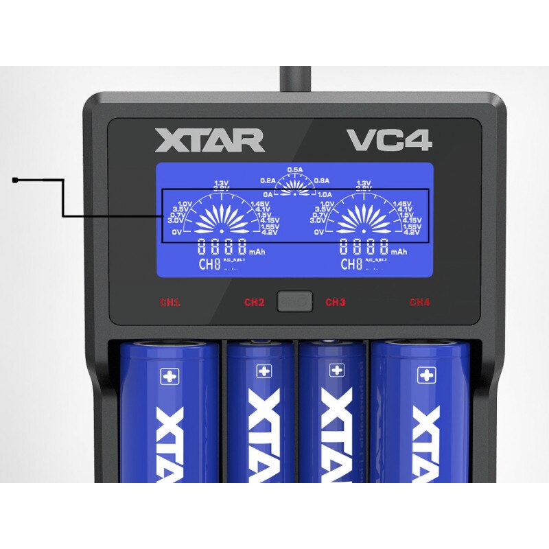 Xtar Mcvcvp124 Vc4 Universal Charger With Lcd For Li-Ion Battery
