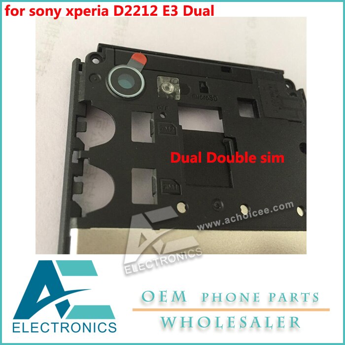 Pour sony xperia D2212 E3 Double Double sim support plateau fente boîtier complet housse couverture arrière cadre lunette Chassic boîtiers accès