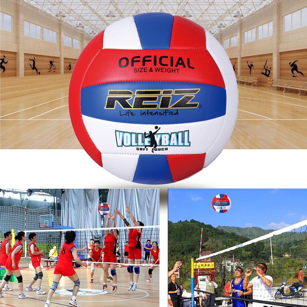 REIZ Soft PU Volleyball Ball Competition Training Ball Men Women Official Size Weight Soft Touch Volleyball Ball