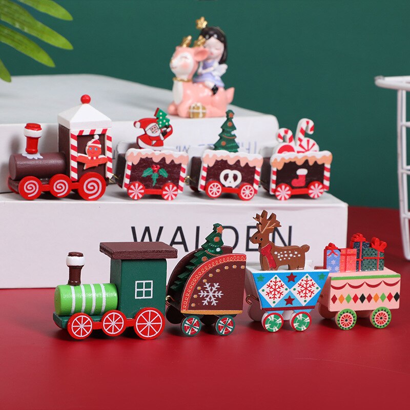 Decorazioni natalizie Montessori treno in legno bambini scuola materna regali per il giorno di natale decorazione per finestre giocattoli artigianali in legno