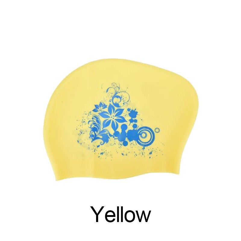 Silicone Swimming Cap For Long Hair Women's Waterproof Swim Caps Ladies Diving Hood Hat For Kids Garras Natacion Casquette: YELLOW