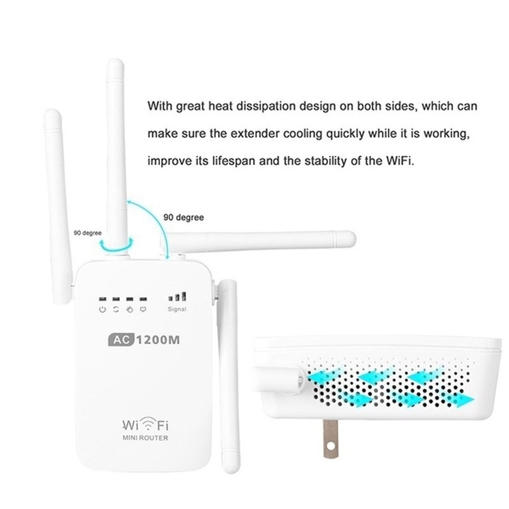 AC 300/1200Mbps Wireless Repeater High Speed 2.4G 5.0GHz strengthen Dual-Band Wireless Wifi Repeater 2/4 High Gain Antennas Wide