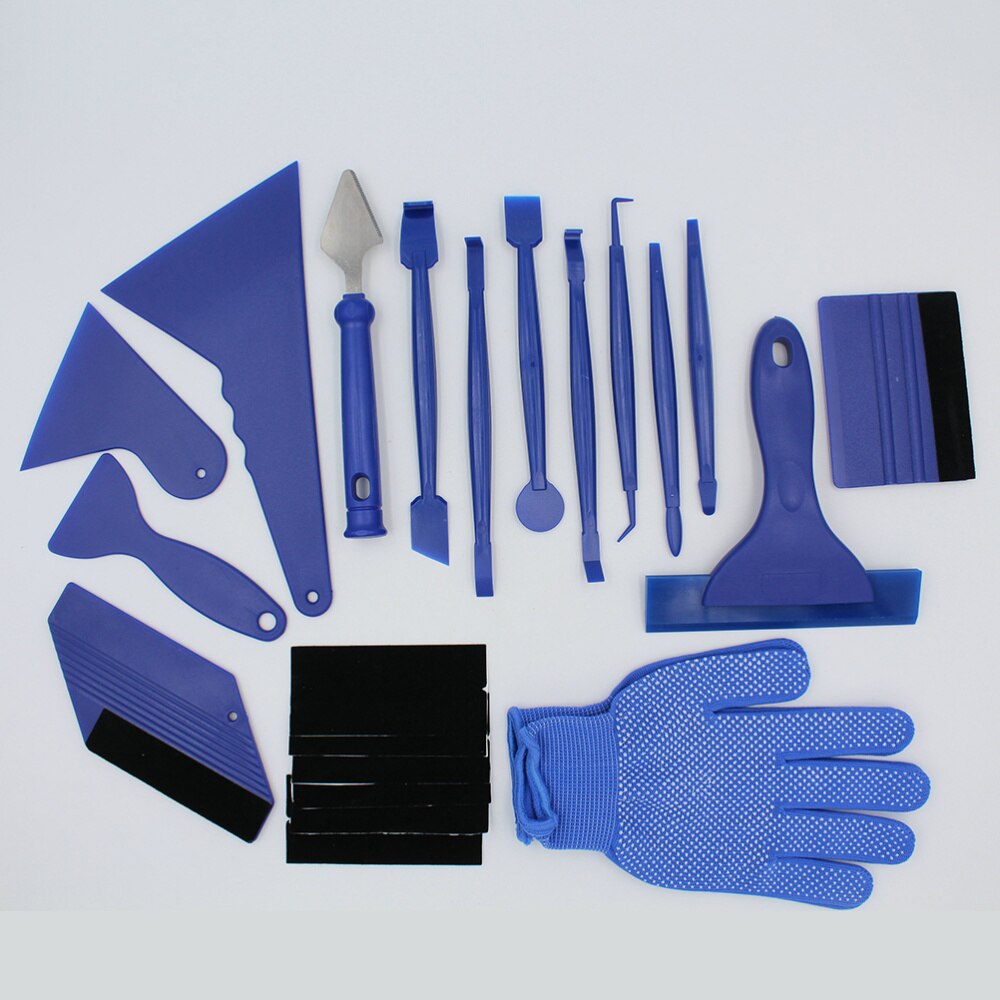 21PCS/Set Auto Tinting Film Scraper Squeegee Cutter Window Tint Tool Kit Vinyl Car Film Wrapping Tool Set (Blue): Blue