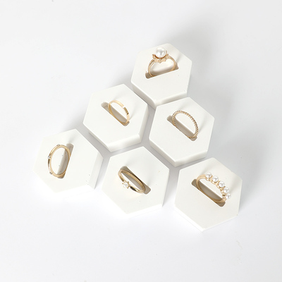 White Gypsum Ring Display Holder Jewelry Display Stand Ring Display Rack: GRAY