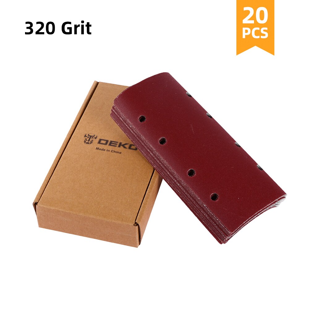 DEKO 20pcs Flat sandpaper, Sanding Paper ,Grit 40-400,Widely used in metal, woodworking for DKFS16Q1: 320 Grit