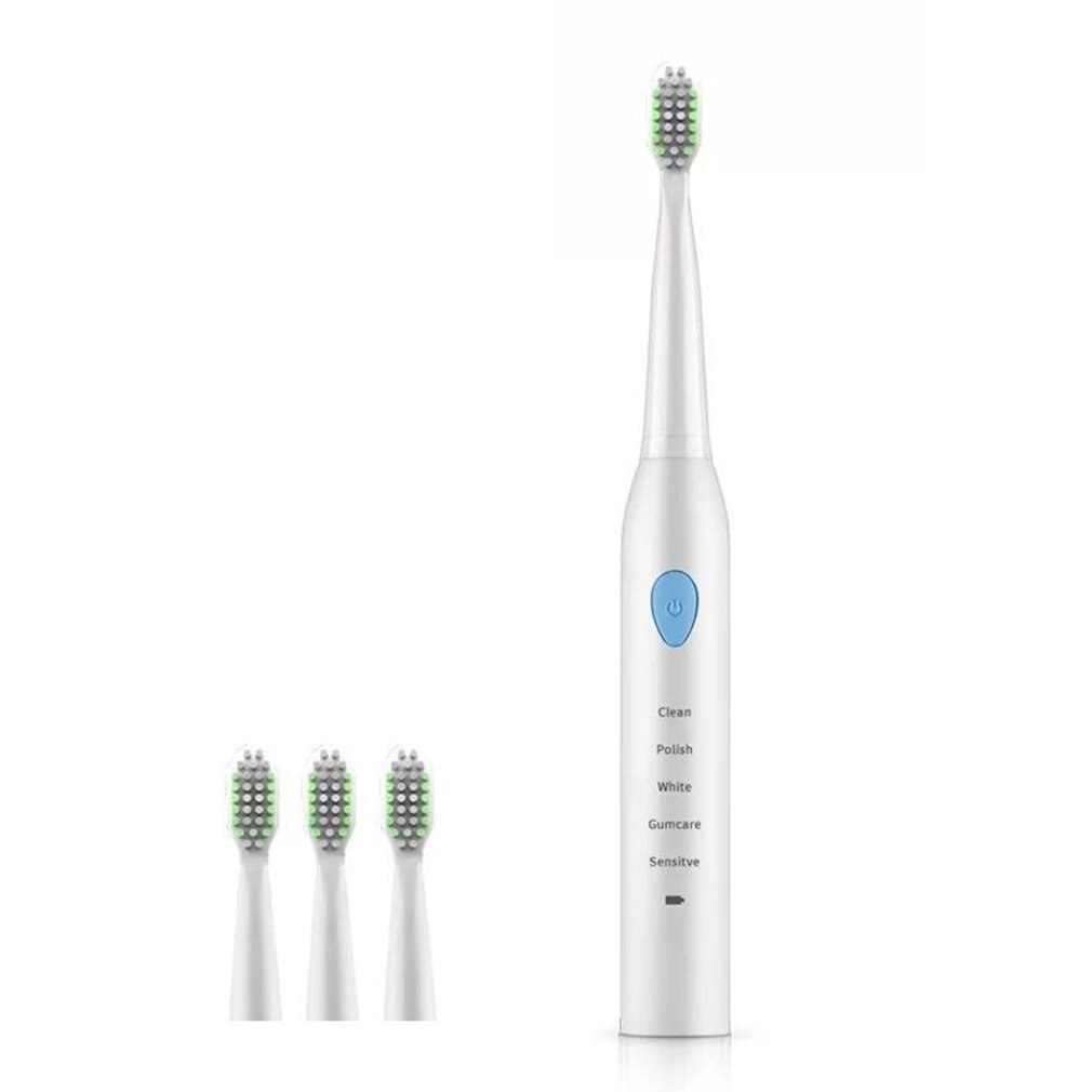 Electric Toothbrush Adult Rechargeable Toothbrush Sonic Automatic Soft Toothbrush Waterproof Usb Charging: White blue