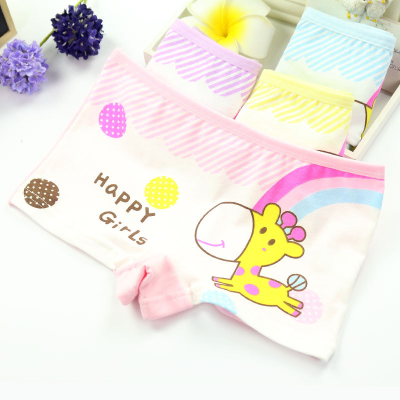 4 pz/lotto ragazze Boxer in cotone cartone animato femminile stampato intimo bambino slip mutandine: 8