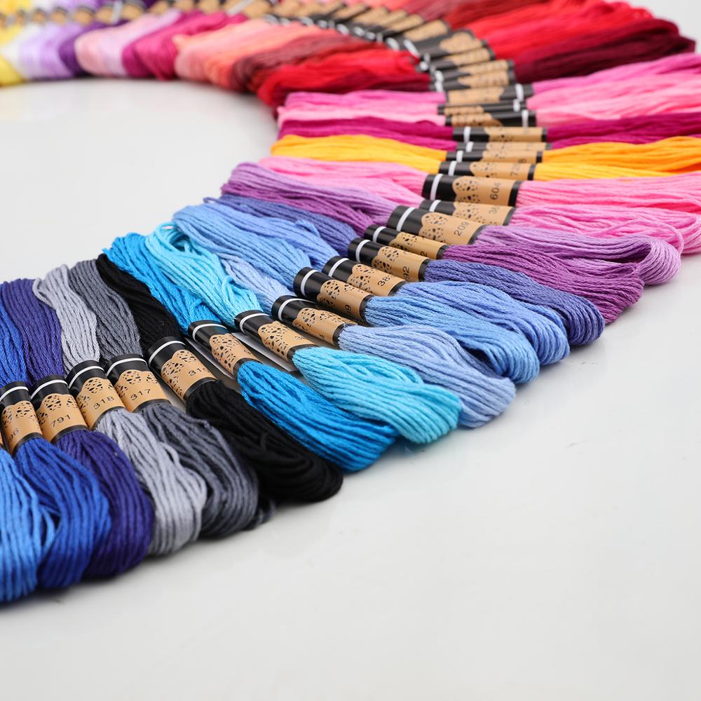 Hilo de bordar de algodón para punto de cruz, Kit de madejas para bordado, herramienta de costura DIY, 100 Uds.