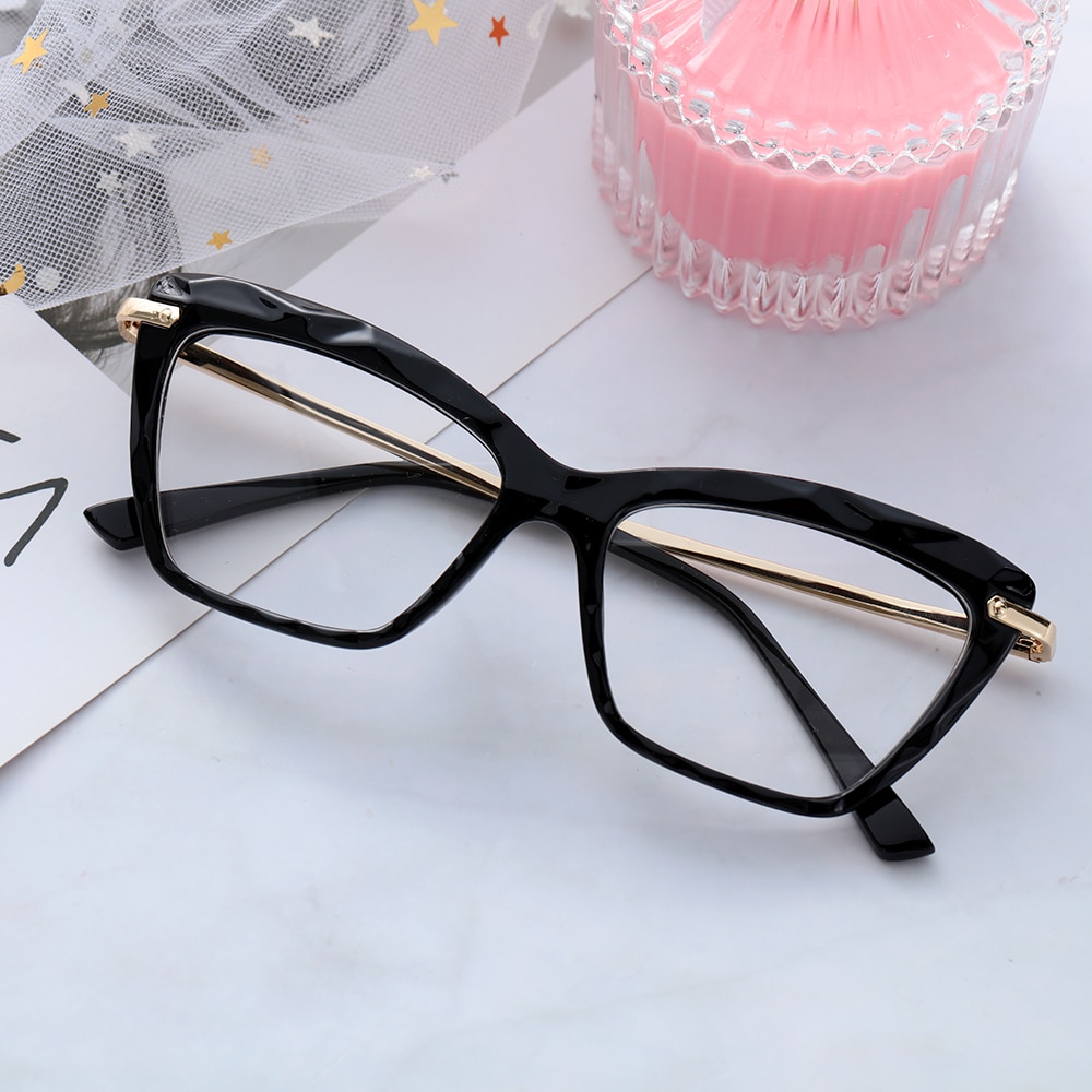 Gafas de cristal facetadas para mujer, montura de gafas de Ojos de gato, se puede equipar con miopía, montura Vintage para hombre, 1 unidad