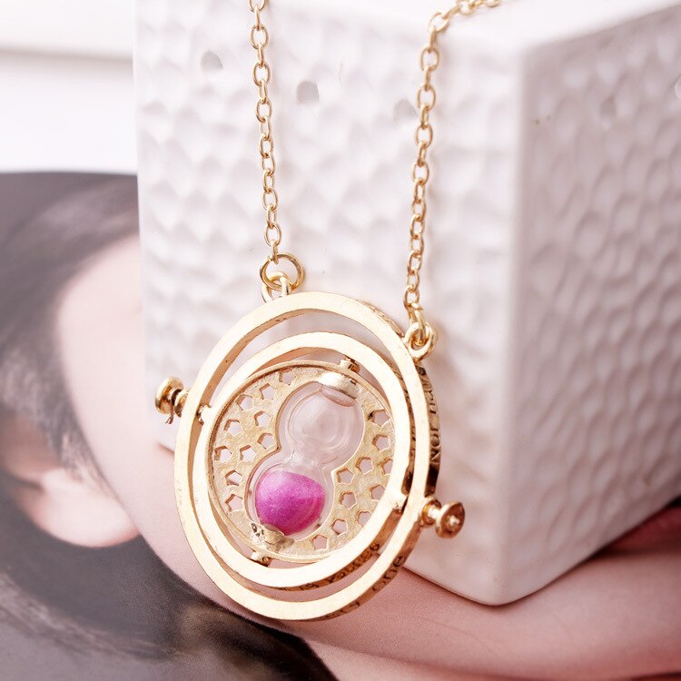 Collar de reloj de arena para mujer, colgante de cadena de oro retro, collares de