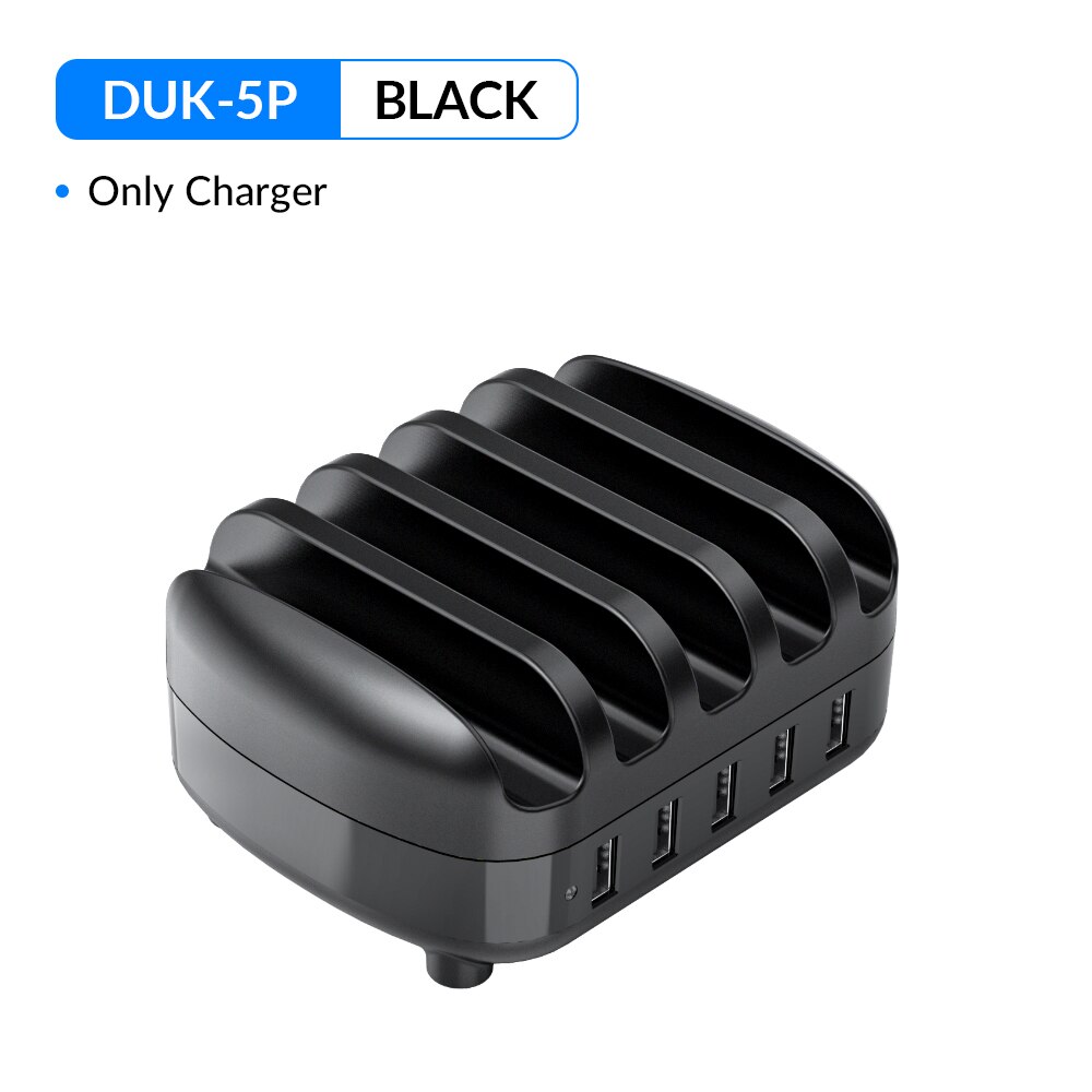 ORICO 5 Ports USB Charging Station Dock with Holder 40W 5V2.4A USB Charging Free USB Cable for iPhone PC Tablet: AU plug / Black