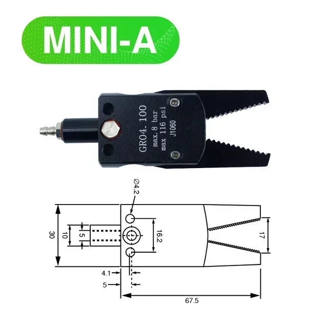 Pneumatic Gripper Manipulator Fixture for Injection Molding Grab With Sensor Switch Water Spout Clip Robot Arm Fixture Cylinder: Transparent