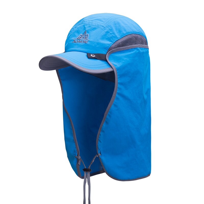 Aonijie unisex fiskeri hat solskærm cap hat udendørs upf 50 solbeskyttelse med aftagelig øre hals flap dække til vandreture: E4089 blå