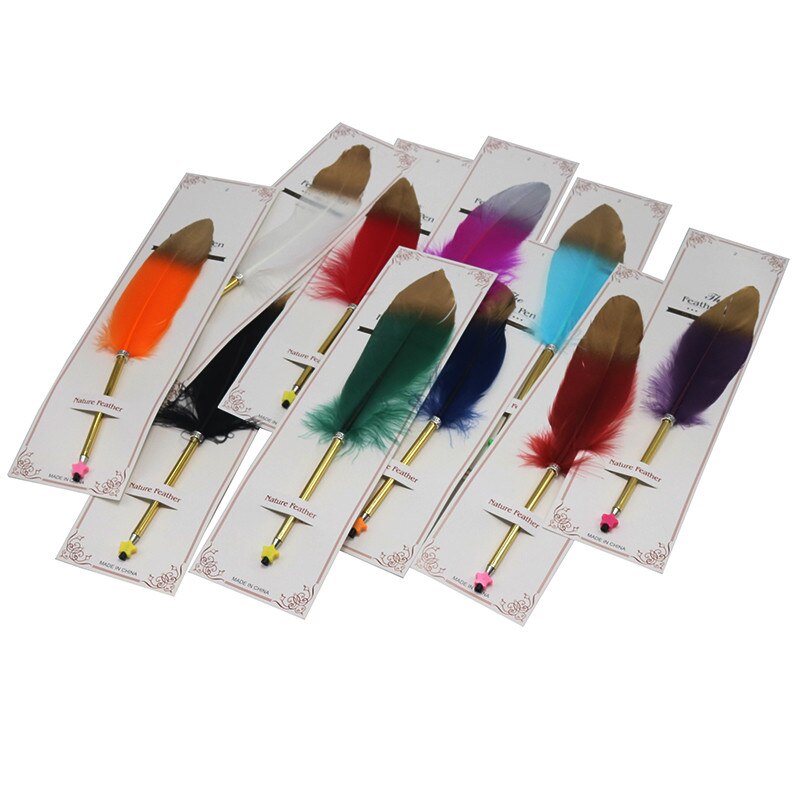 1 stuk balpen met ganzenveer, gouden spuitverf, metalen balpen, handtekeningpen, kerst- of trouwpen