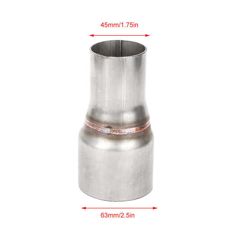63mm/2.5in to 45mm/1.75in 304 Stainless Steel Exhaust Reducer Connector Pipe Standard Straight Coupler Tube with Hole