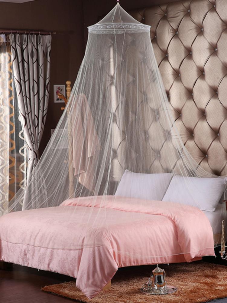 Witte huis bed kant net luifel cirkelvormig klamboe mosquitera malla de mosquitera