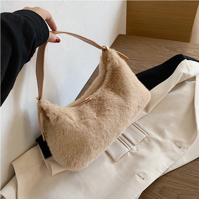 femme sac fourre-tout nouvelle doux en peluche femmes sac à main de créateur couleur unie décontracté sac à aisselles sac de voyage