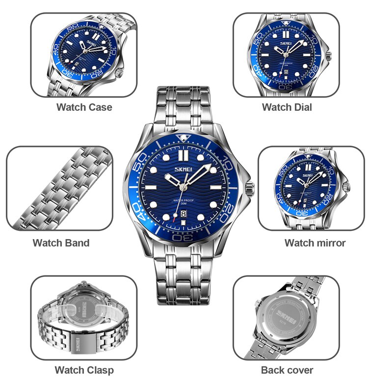 SKMEI-reloj de pulsera con movimiento de cuarzo japonés para hombre, cronógrafo tridimensional con textura, esfera con fecha y hora, 9276