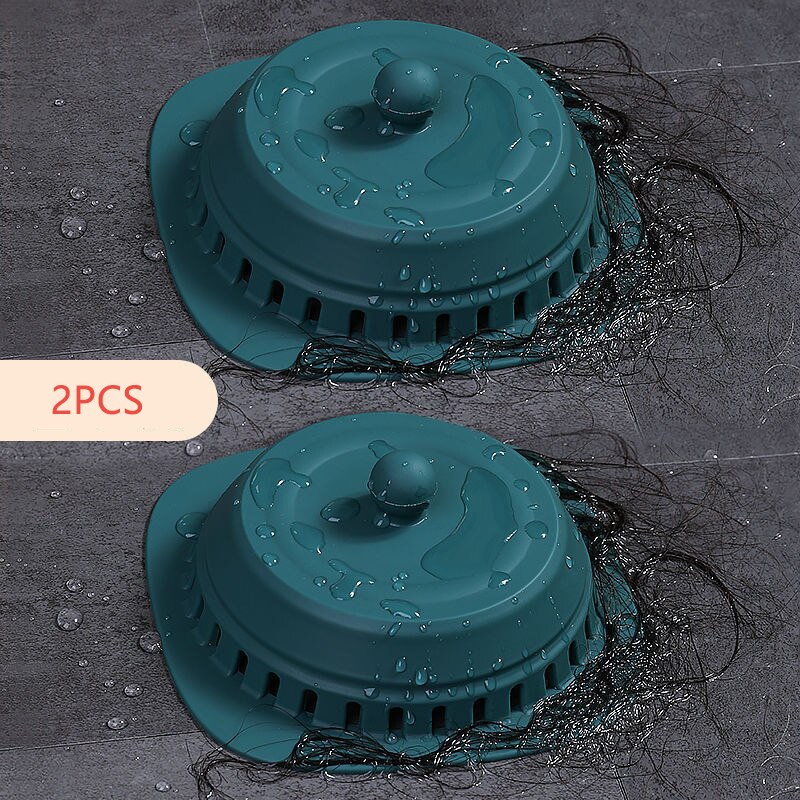 Juego de filtro de Gel de sílice para fregadero de baño, cubierta de drenaje de suelo de ducha Universal, evita la obstrucción del cabello, desodorante, accesorios de cocina: 2 pcs Green