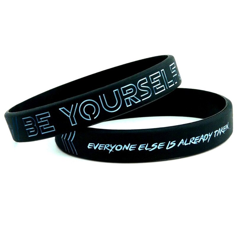 1pc Dream Change the World Be Yourself and Create Inspirational Motivational Silicone Wristbands in Adult Unisex Punk Bracelet: 02 Be yourself