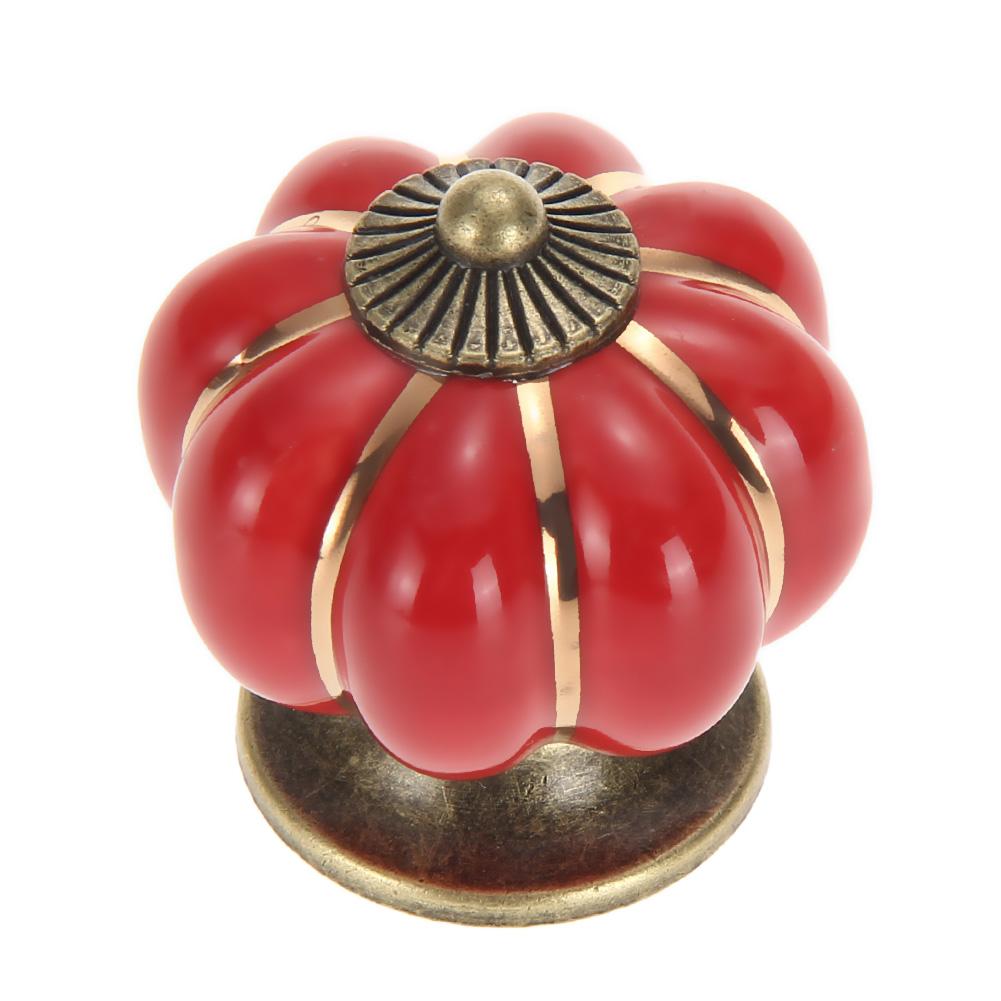 Diamond Shape Cabinet Knobs Bedroom Kitchen Drawer Clear Pumpkin Ceramic Cabinet Knobs Drawer Glass Pull Handles: Red