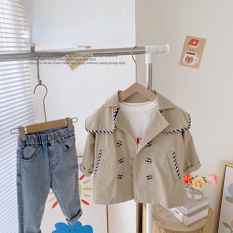 Giacche trench casual allentate per ragazzi e ragazze in stile coreano unisex 1-6Y