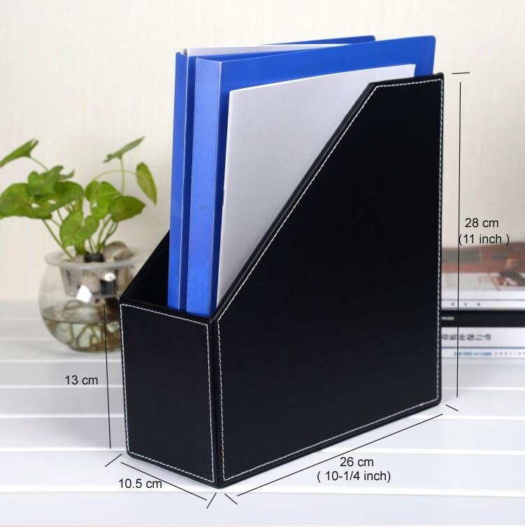 1-slot a4 houten lederen office desktop bestand boek tijdschrift stand rack houder tafel document filing box organizer zwart 224A