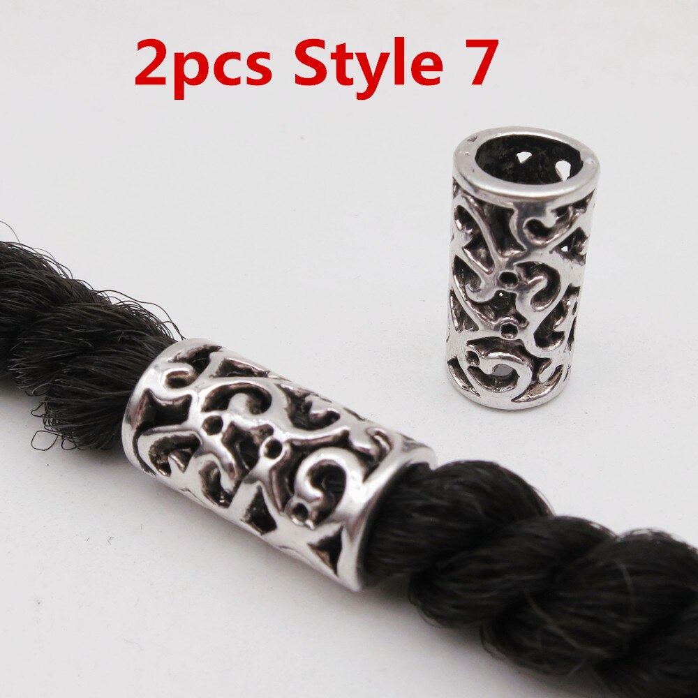 2 stk forskjellige 10 stiler viking hår flette Grue seg skjegg dreadlock perler ringetone rør til hårtilbehør: 2 stk stil 7