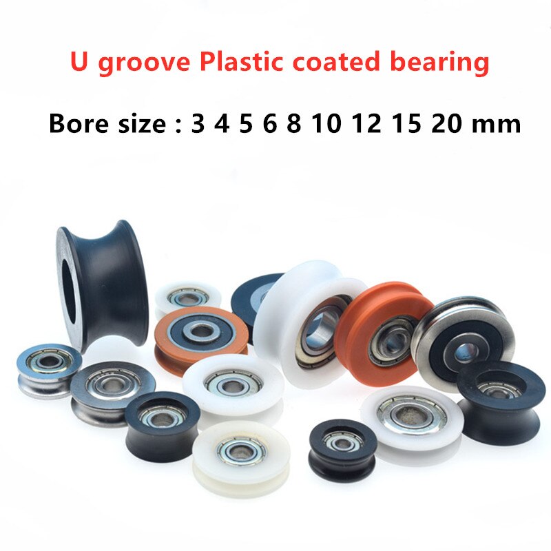 20 pièces delrin POM plastique enduit portant nylon U rainure piste guidage roulements à rouleaux poulie Peilin roue alésage taille 3 4 5 6 mm