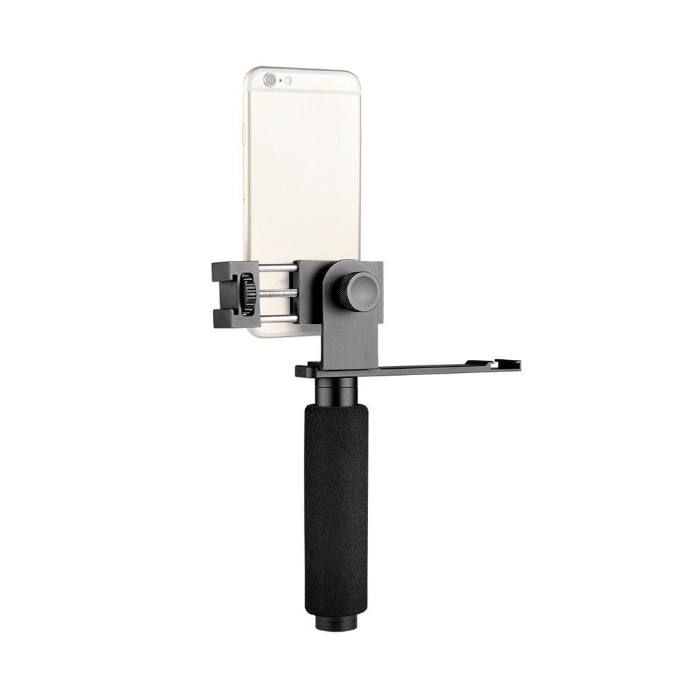 BGNing Universal 41-86mm Mobile Phone Clip Holder with Fill Light Microphone Expansion Mount Bracket Support Hand Grip Tripod