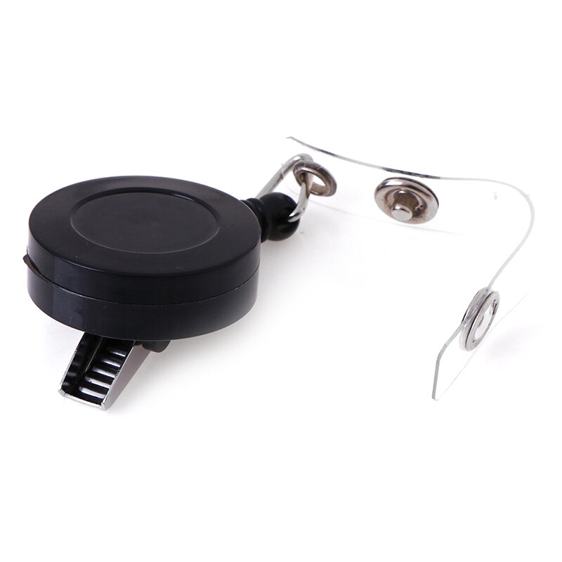 1 stk sort udtrækkelig nøglering trækkædehjul id-kort badge nøgleringholder bælteclips id-kortholder clips