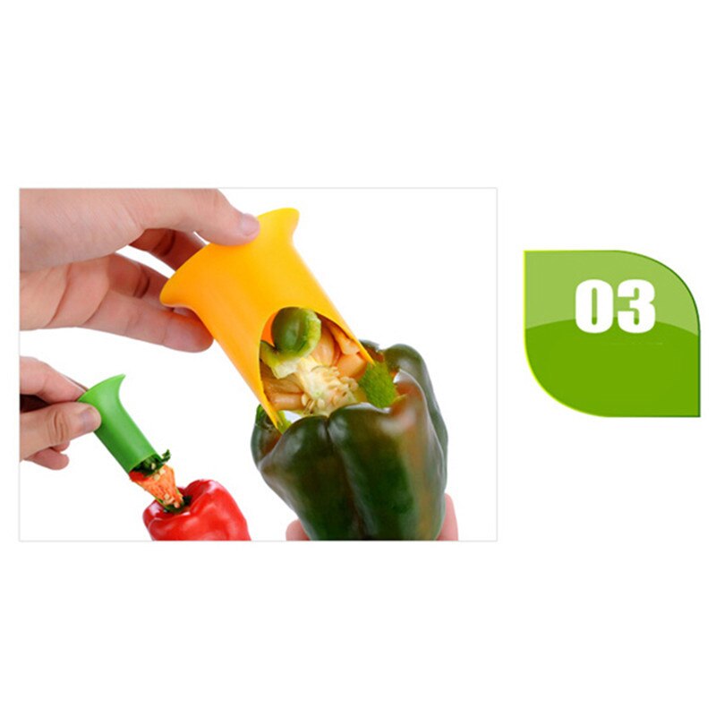 2in1 Peper Chili Bell Jalapeno Corer Zaad Remover Green Pepper Chilli Cutter Corer Slicer Fruit Dunschiller Keukengereedschap