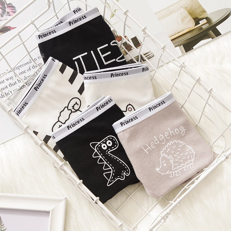 Bragas de algodón con dibujos animados para mujer, ropa interior de tiro medio, suave, cómoda, íntima