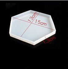 Bandeja hexagonal de cemento y hormigón, molde de silicona con forma de corazón, grande y redondo, para taza de té, soporte para velas, moldes para yeso, yeso y arcilla: 2