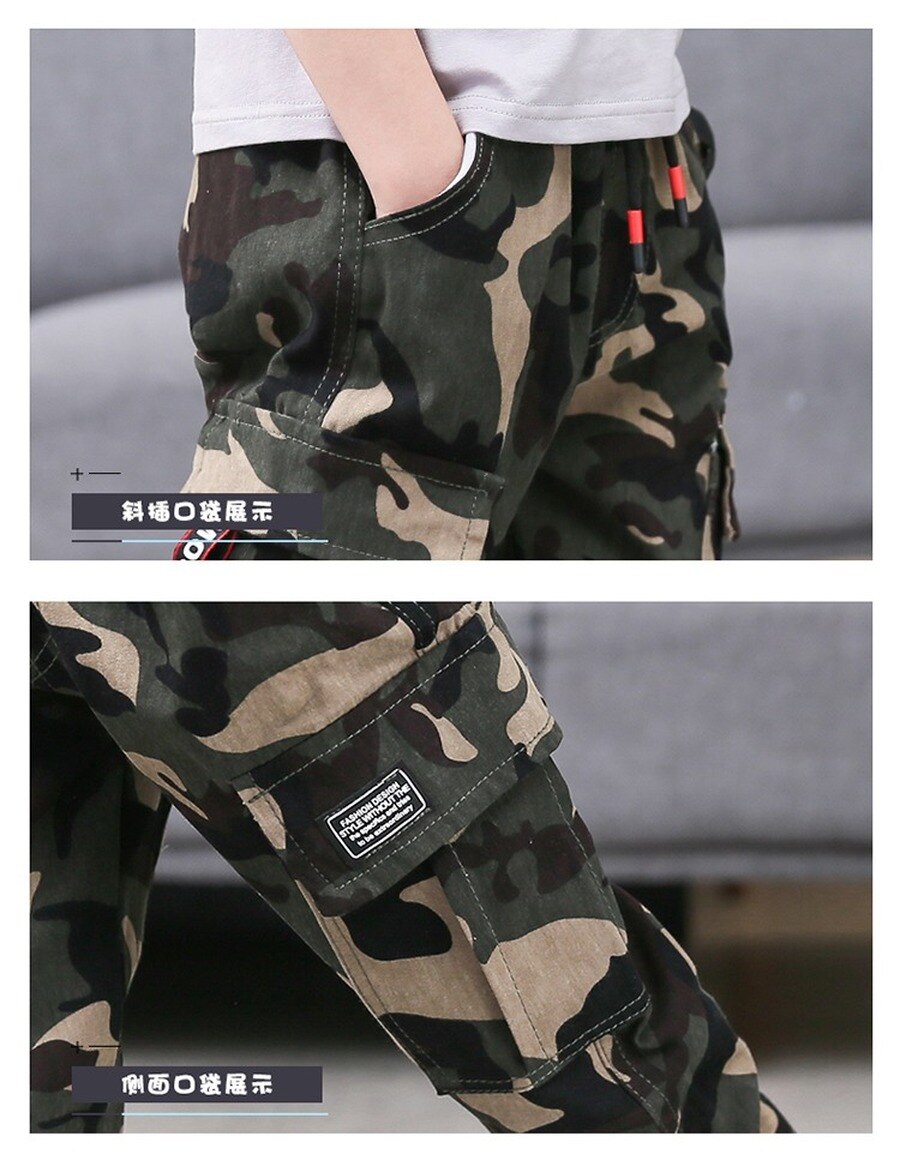 Winter Fleece Broek Voor Kid Jongens Camouflage Broek Kinderen Herfst Volledige Print Katoen Cargo Broek Jongen Tiener Warme Dikke Broek