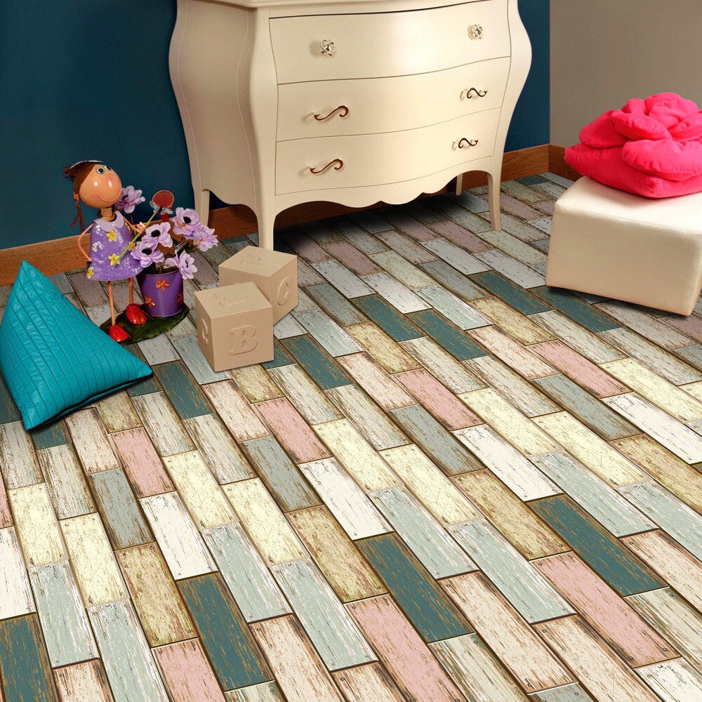 20X50 Cm Retro Zelfklevende Pvc Vloer Roll Vintage Baksteen Lijn Patroon Diy Hotel Slaapkamer Grond Decal Floor sticker