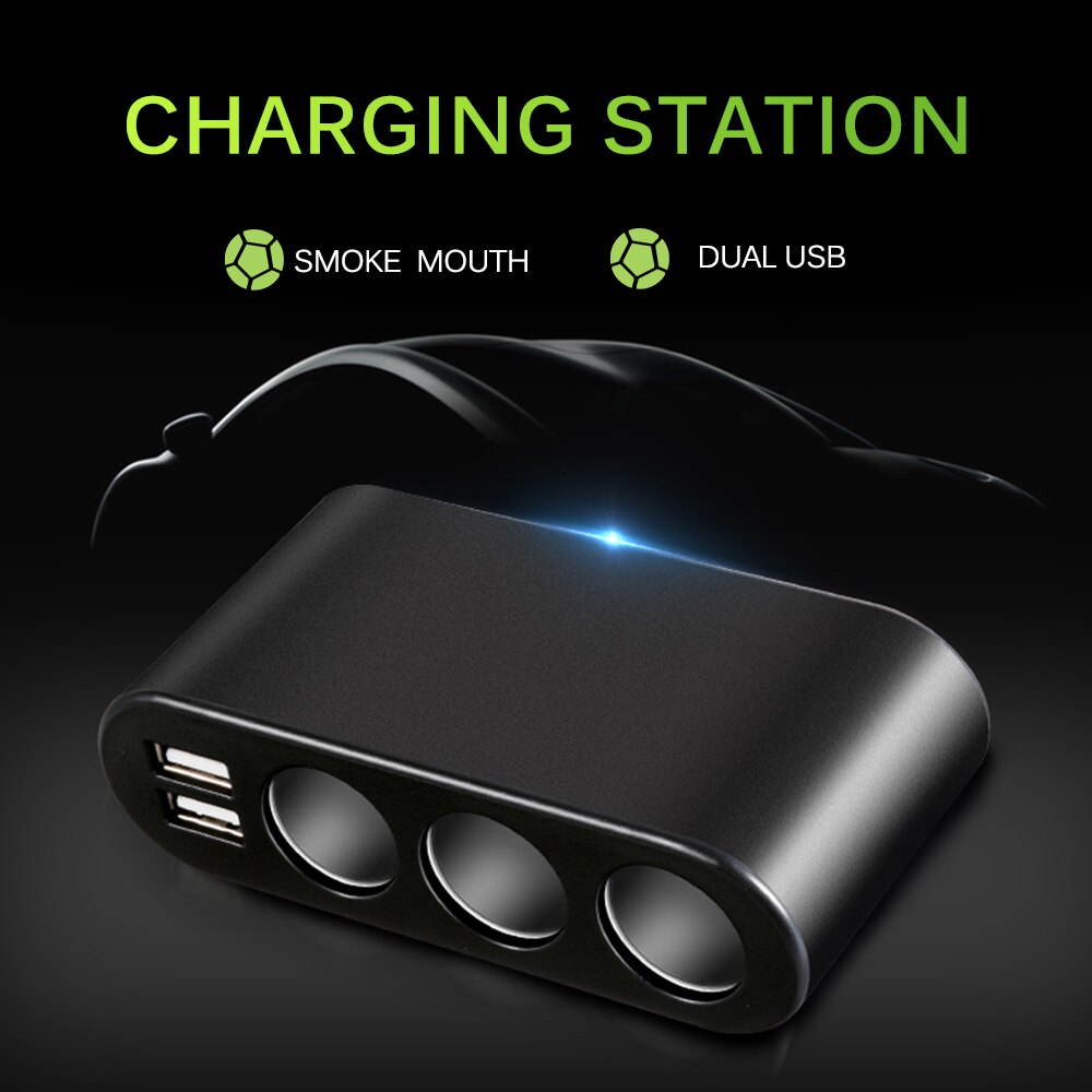 3 Way Auto Sigarettenaansteker Splitter Charger 3.1A Dual Usb Car Charger Power Adapter Voor Iphone Gps