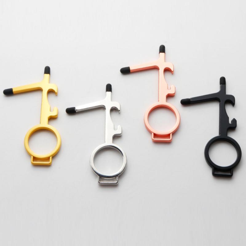 1 Pcs Anti Touch Door Opener Tool Multifunctional No Touch Key Door Opener Non-contact Door Handle Elevator Artifact Keychain
