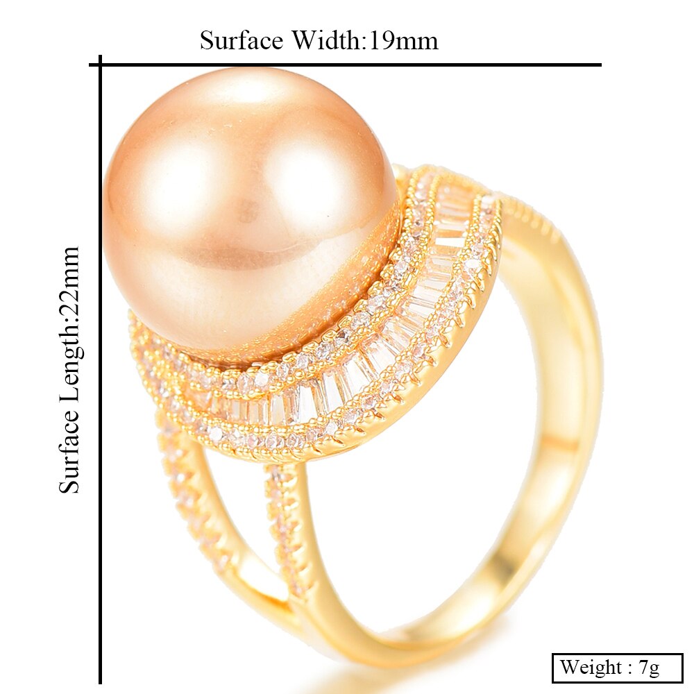 GODKI luxe grande Imitation perle fleur gras bagues avec Zircon pierres femmes fiançailles fête bijoux de