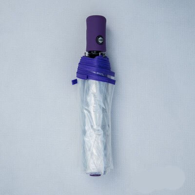 Paraguas transparente para hombre y mujer, sombrilla plegable totalmente automática, de lujo, transparente, para la lluvia, para exteriores, color negro y rosa: Purple