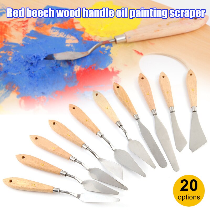 Palette Knife Painting Stainless Steel Spatula Palette Knife Oil Paint Metal Knives Wood Handle SP99
