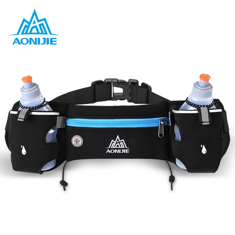 Aonijie løbende taljepakke udendørs sport vandreture racing gym fitness letvægtsreflekterende hydrering bælte vandflaske hoftepose