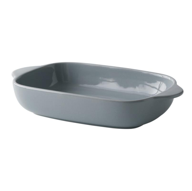 European-Style Glazed Ovenware Baking Dish Double-Eared Rectangular Ceramic Baking Mould Pasta Dishes Pans Baking Tray Kitchen: Gray